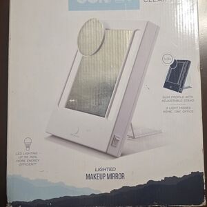 Lighted White Makeup Mirror with Adjustable Stand